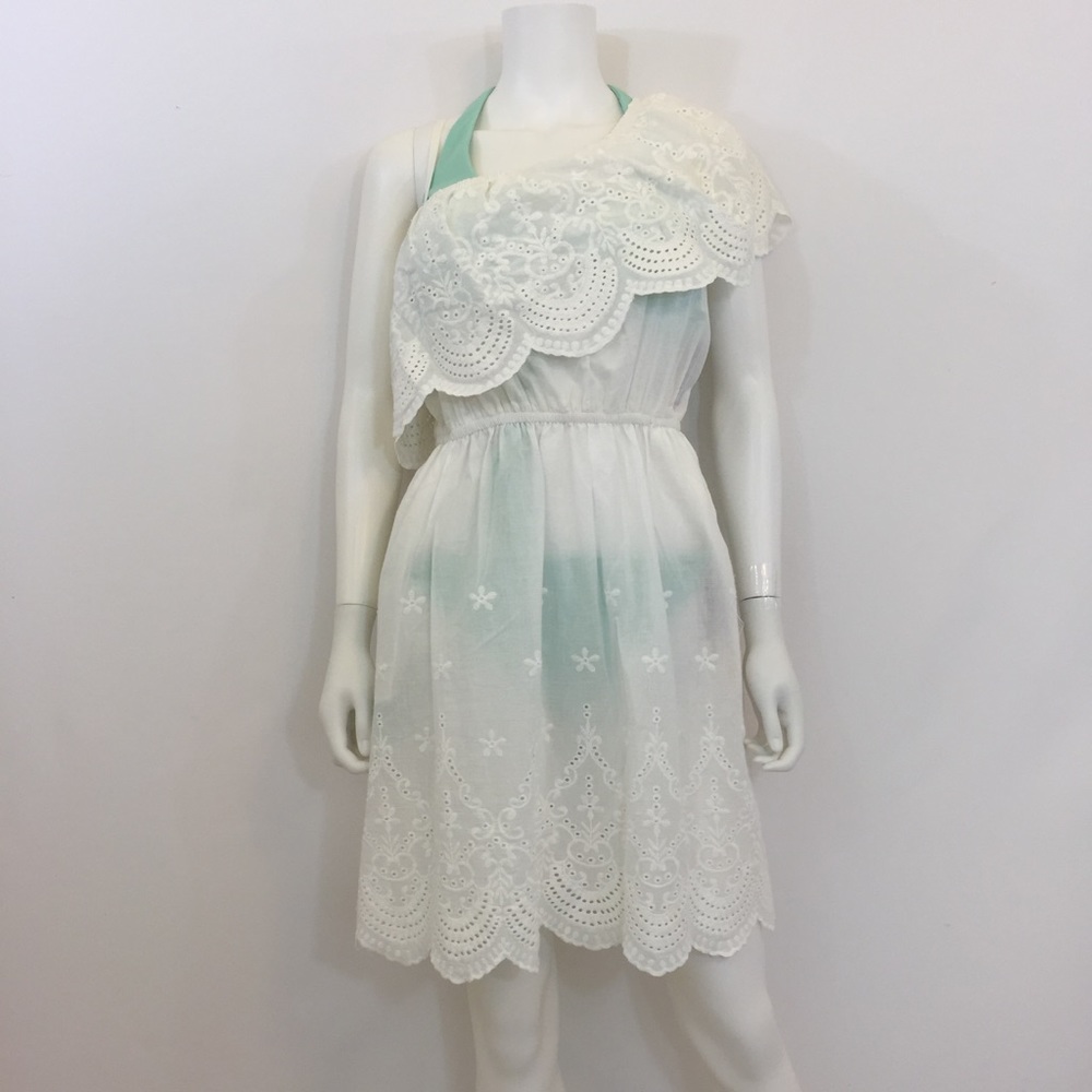 One Shoulder Eyelet Cover Up
